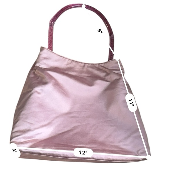 AUTH PRADA SILK LUCITE CLEAR PLASTIC HANDLE HOBO BAG 90s Y2K 💜 LAVENDER PURPLE - Picture 11 of 16